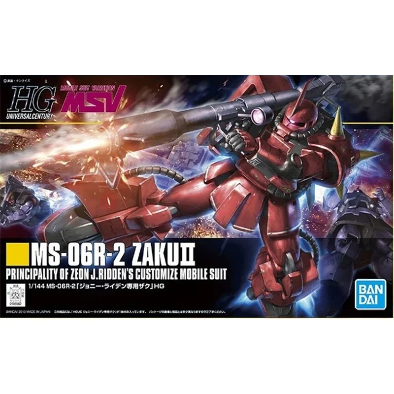 Bandai Genuine Gundam Model Kit Anime Figure HG 1/144 MS-06R-2 Zaku Ⅱ Collection Gunpla Anime Action Figure Toys for Children