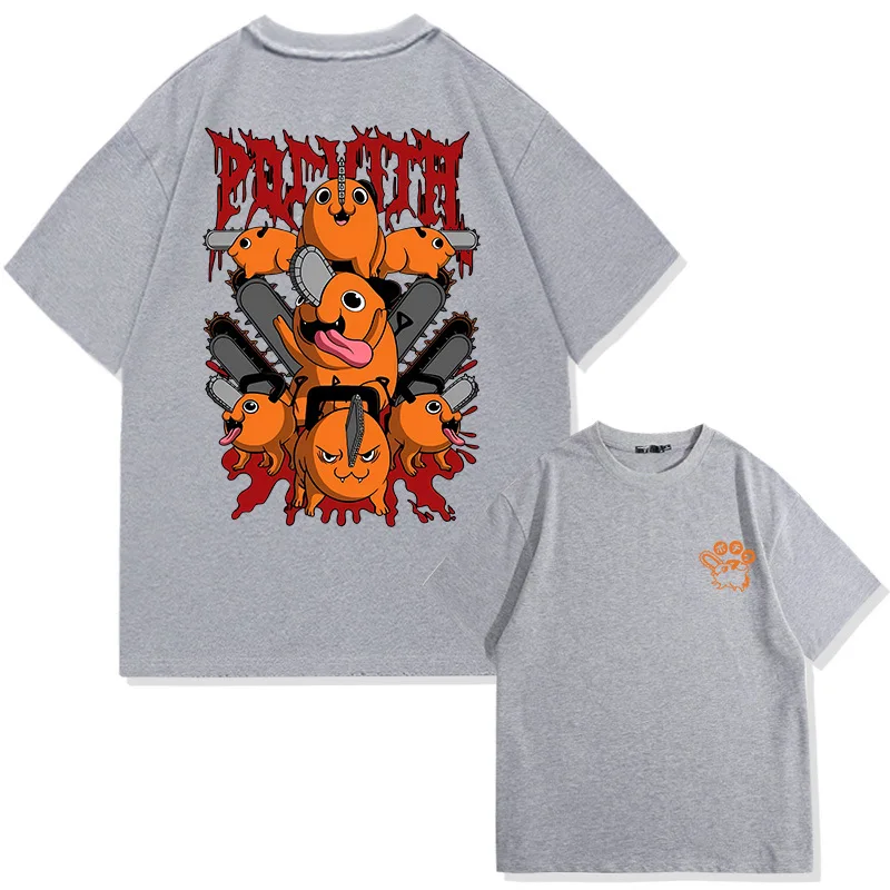 

Japanese anime Chainsaw Man creative printing summer men's 100% cotton T-shirt casual and comfortable street men's clothing