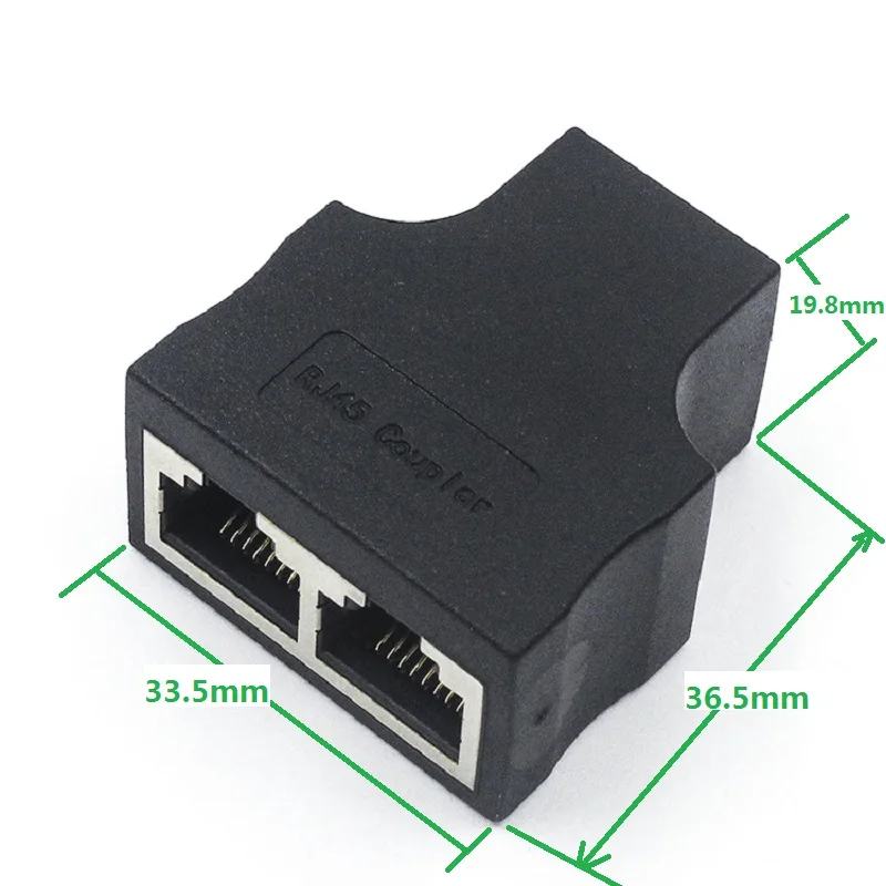 Разветвитель сетевой Ethernet RJ45 с 1 на 2 каналами, двойной переходник, соединитель, удлинитель, адаптер, разъем, адаптер