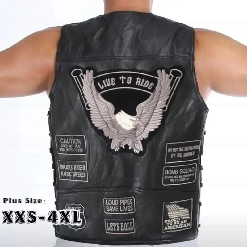 Bear's Den Style Harley Motorcycle Riding Men's Vest Shoulder PU Leather Dark Series Embroider New 2025
