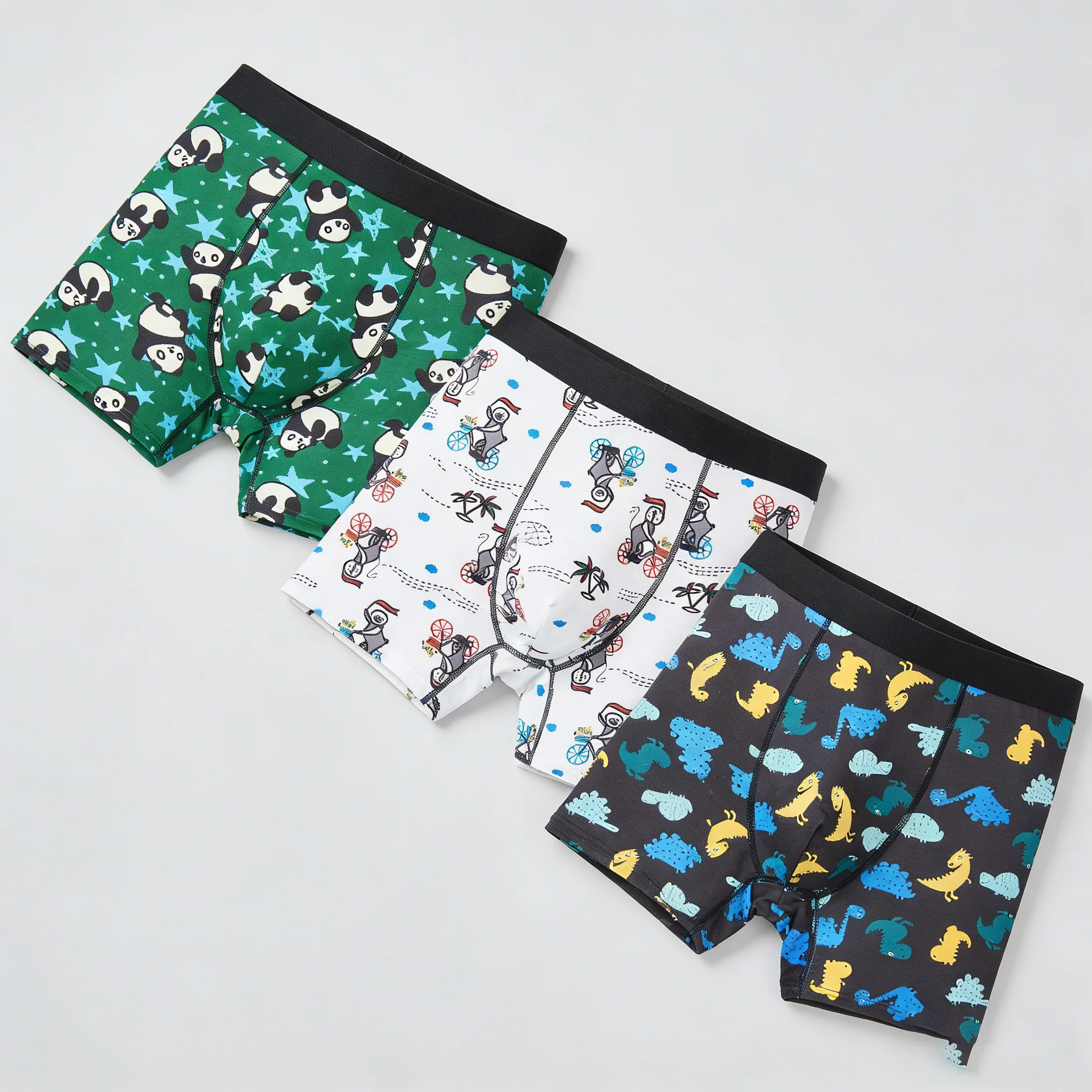 

3pcs men's long boxer shorts breathable and soft men's long boxing shorts personalized trend fashion sports casual classic men'