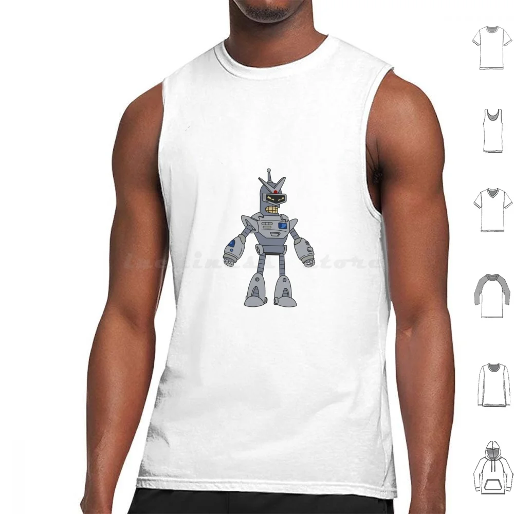 Bender Tank Tops Print Cotton Booth Cartoon Adult Cartoons The Fry Tv Show Serie Movie Bender Mr Clean Robot Anime Sleeve