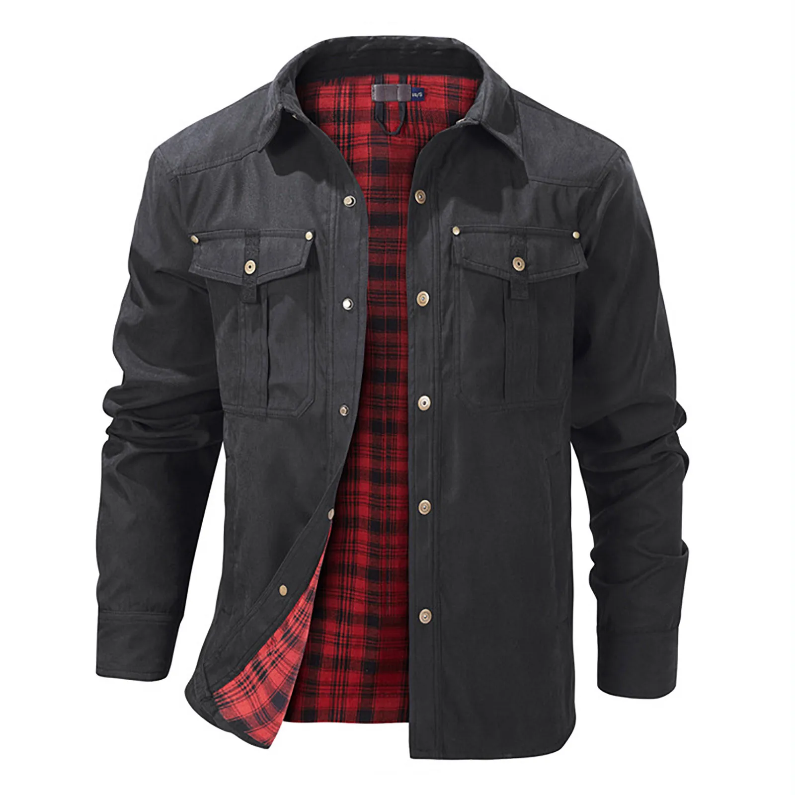 

Winter Men's Bomber Jacket High-Quality Male Plaid Flannel Jacket Men'S Lapel Thick Warm Cargo Jackets Coats Streetwear Outfits