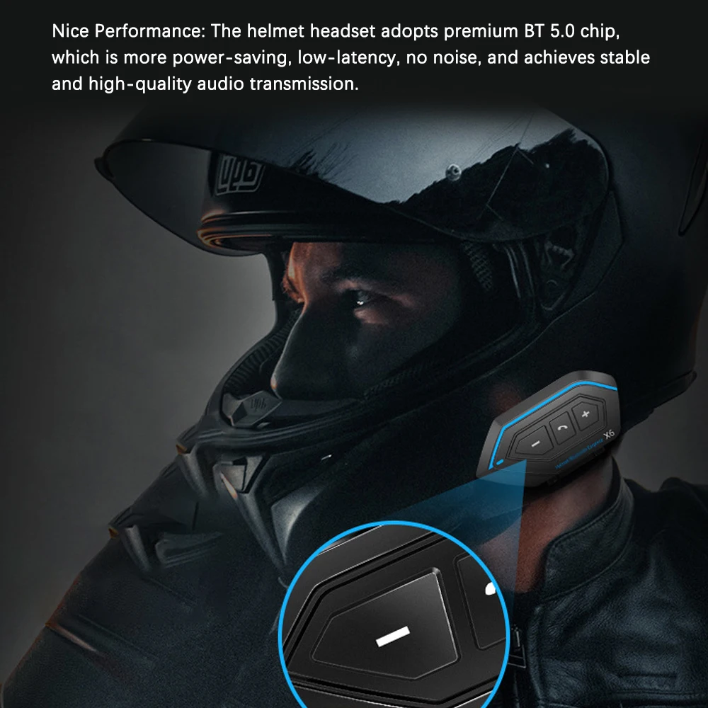 Headset Helm Sepeda Motor BT5.0 Headphone Interkom Helm Tahan Air Pengurang Kebisingan Mendukung Panggilan Bebas Genggam Jawab Otomatis