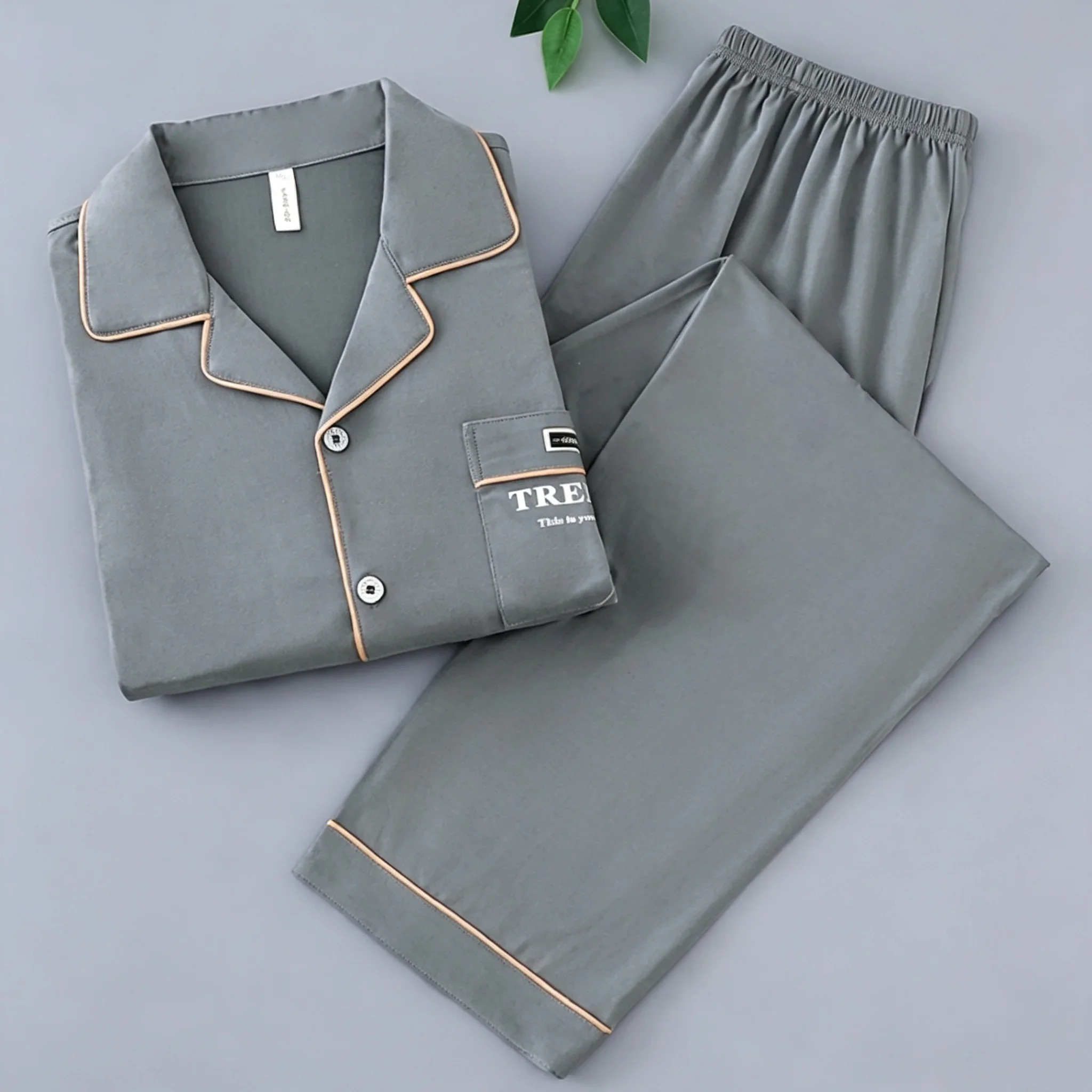 Men's Ins‑Style Minimalist Pajama Set Comfortable Loungewear for Spring & Autumn Fashion Versatile Soft Daily Casual Home Outfit