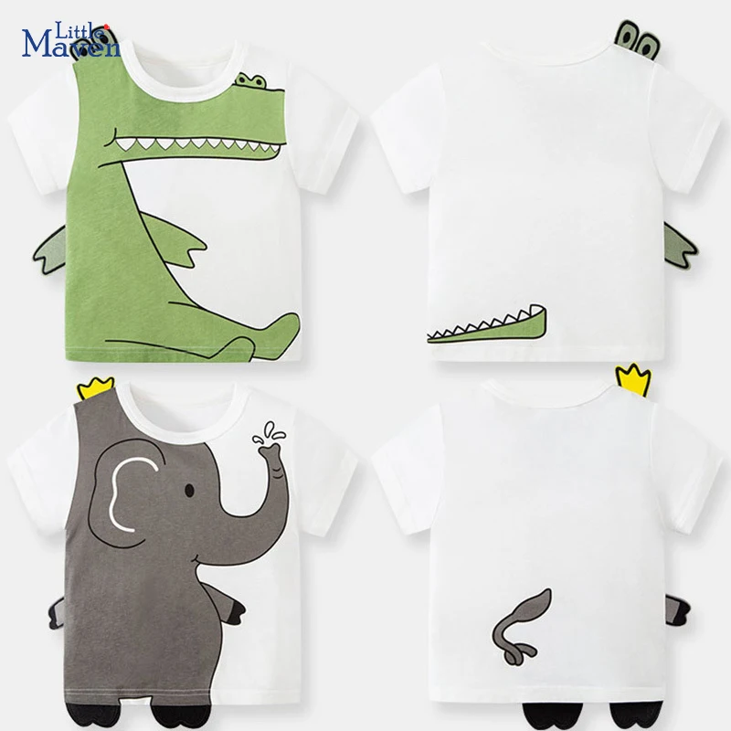 Little maven 2024 Kids Clothes Summer Children's Clothing Cartoon Stereoscopic Crocodile Boys Short Sleeves T Shirts Blouses