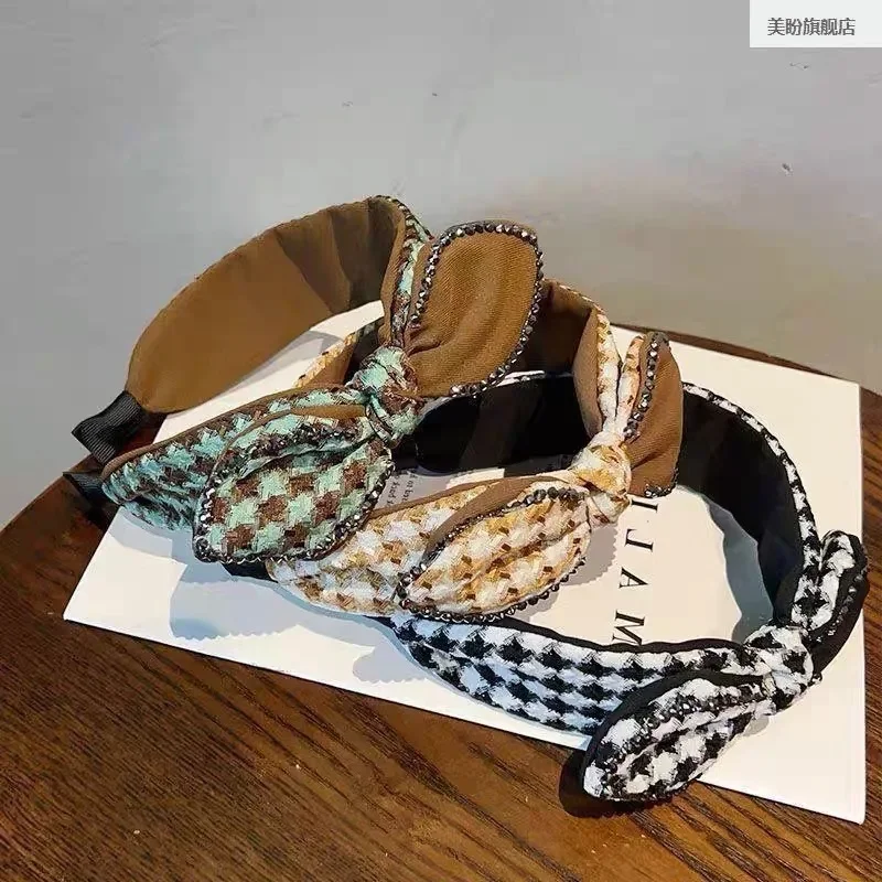 ヴィンテージ風幅広布巾結びヘッドバンド レディース ガールズ デイリーショッピング ヘアフープ アクセサリー