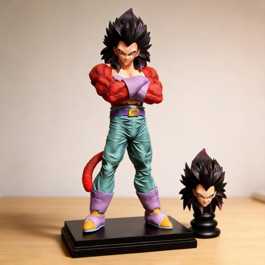 

Anime Dragon Ball Super Saiyan 4 Vegeta Double Head Sculpture Figure Collectible Model Toy Gift 30cm