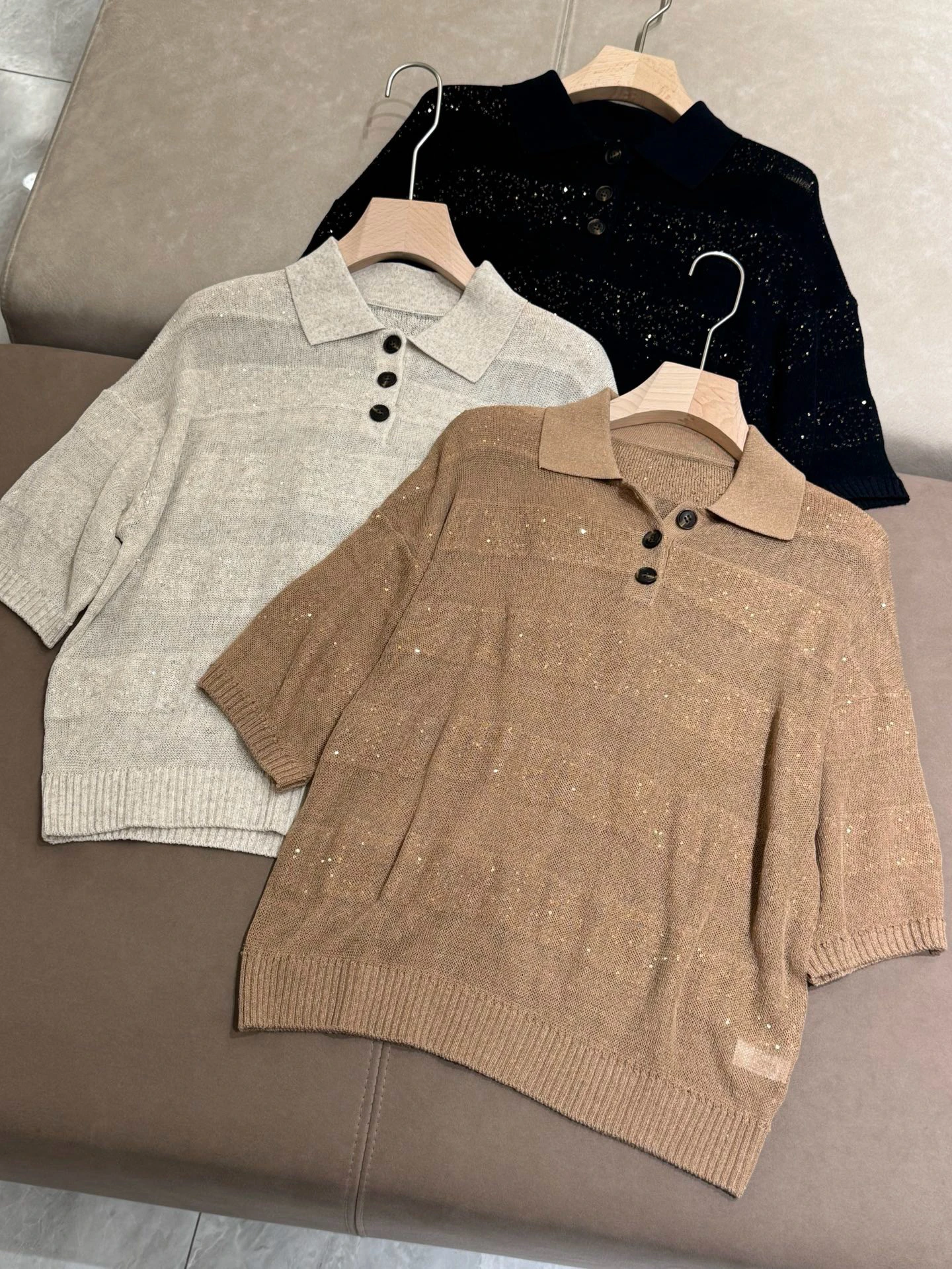 

Spring Summer Linen Ne iny Knitted ort Sve T-irt Casual Versatile Comfortable Breathable Women's Top