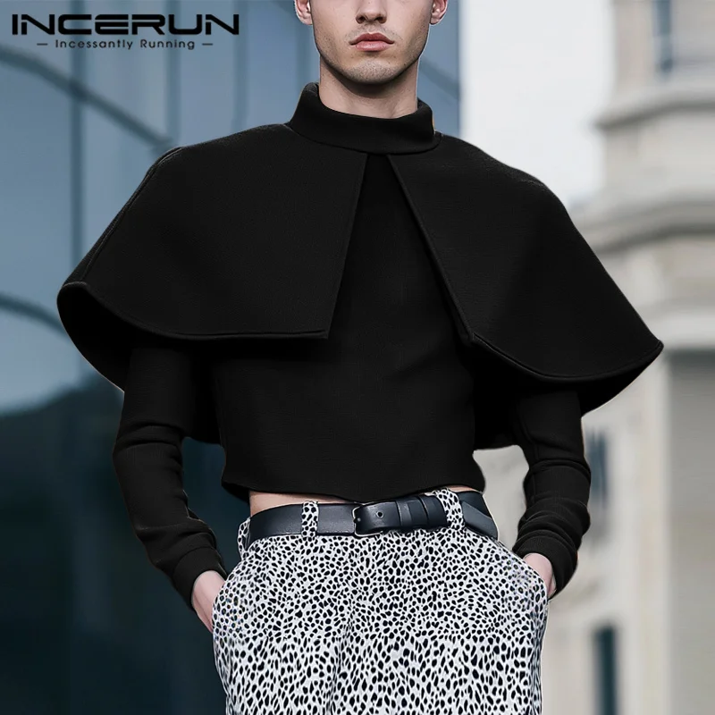 INCERUN New Men Casual Clothing Deconstructive Shawl Pullover Sweatshirts Casual Clubwear Personality Long Sleeved Sweater S-5XL