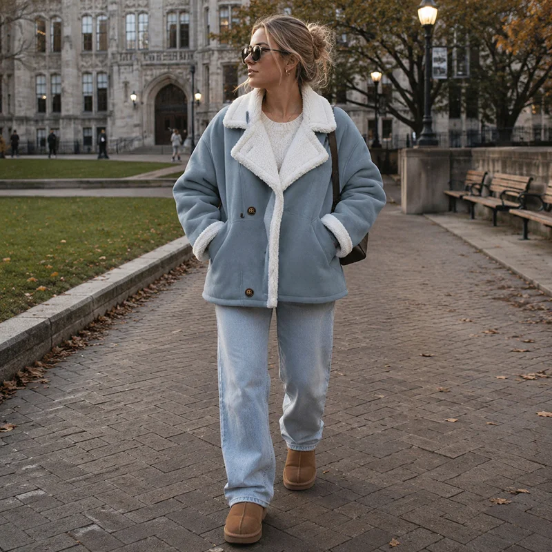 Jaket Wanita Tebal Berkerah Li - Street Fashion Winter 2026 ulasan dan harga