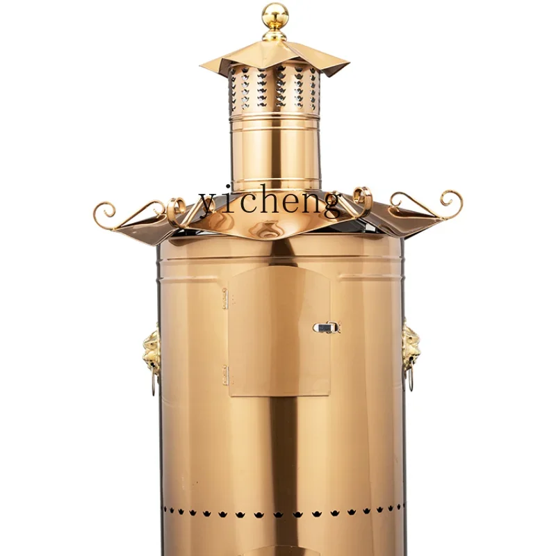 ZF Extra Large Thickened Incineration Barrel Stainless Steel Household Gold Paper Barrel Community Dedicated Calabash Furnaces