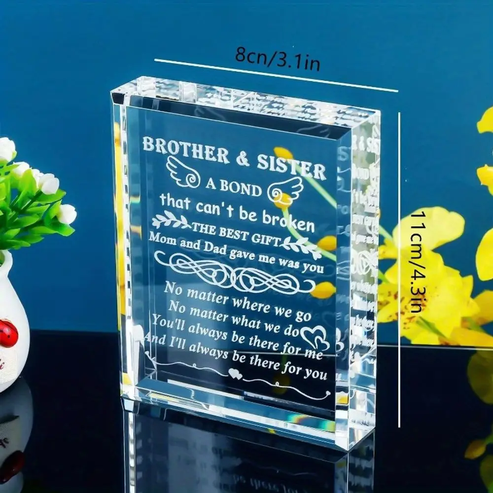 Crystal Keepsake for Brother & Sister – Laser Engraved Birthday Gift & Centerpiece
