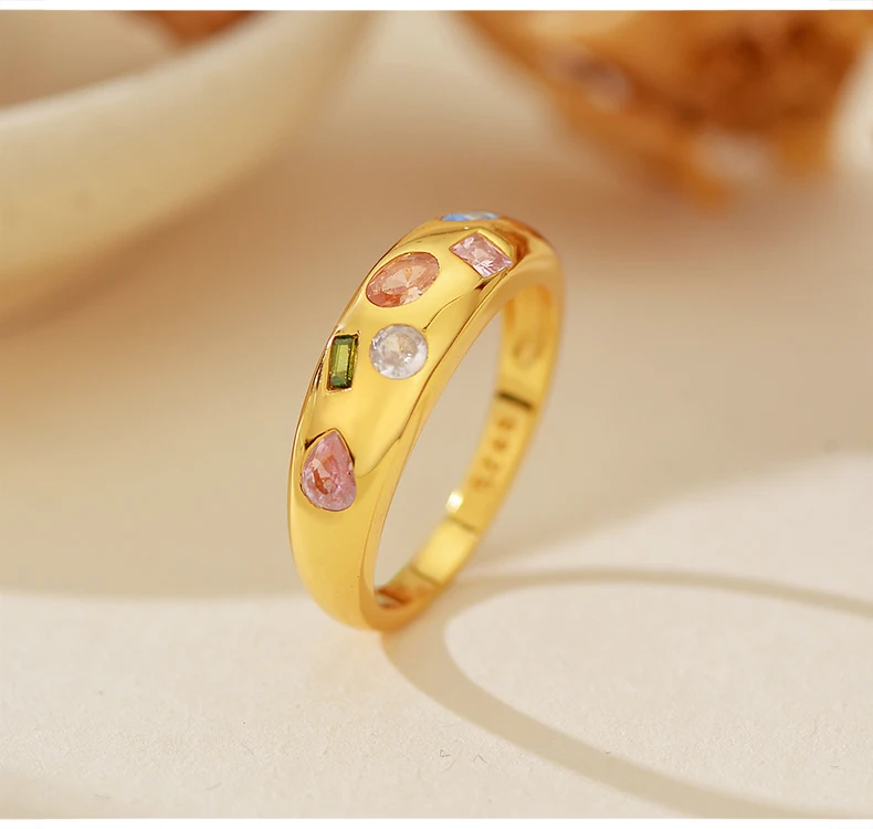 925 Sterling Silber Original-Zertifikat Zirkon-Ring für Damen Luxuriöser Edel-Schmuck Zierliches Mehrfarbiges Edelsteinband Mädchengeschenke – Detail 3