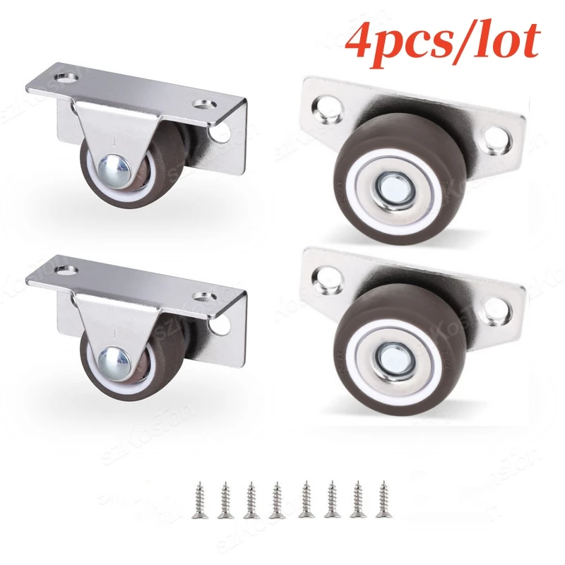 1/1.25 Inch Small Side Mount Caster Wheels Mini Casters Set of 4 for Little Drawer Rollers Rigid Casters Wheels Furniture DIY Pr