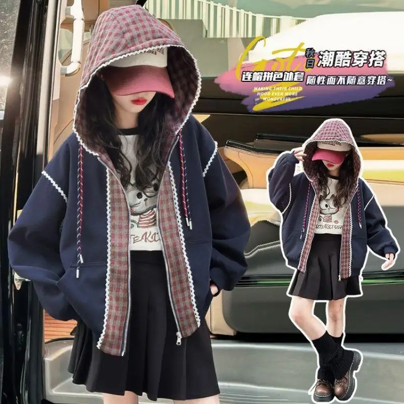 

Kawaii повседневное пальто, топы в наличии, модная детская одежда, куртка тибетского синего, красного цвета, клетчатая, оригинальное качество, с подкладкой