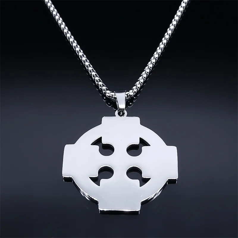 Witchcraft Celtic Knot Necklace Stainless Steel Solar Cross Knot Viking Shield Druid Amulet Chain Necklaces Jewelry collares