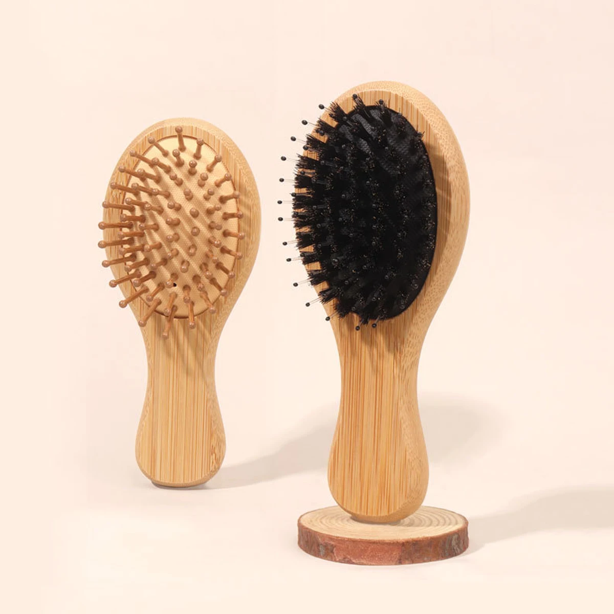 Mini portable air cushion comb, natural wood handle non tangled small hair brush, smooth hair styling,Special for real hair wigs