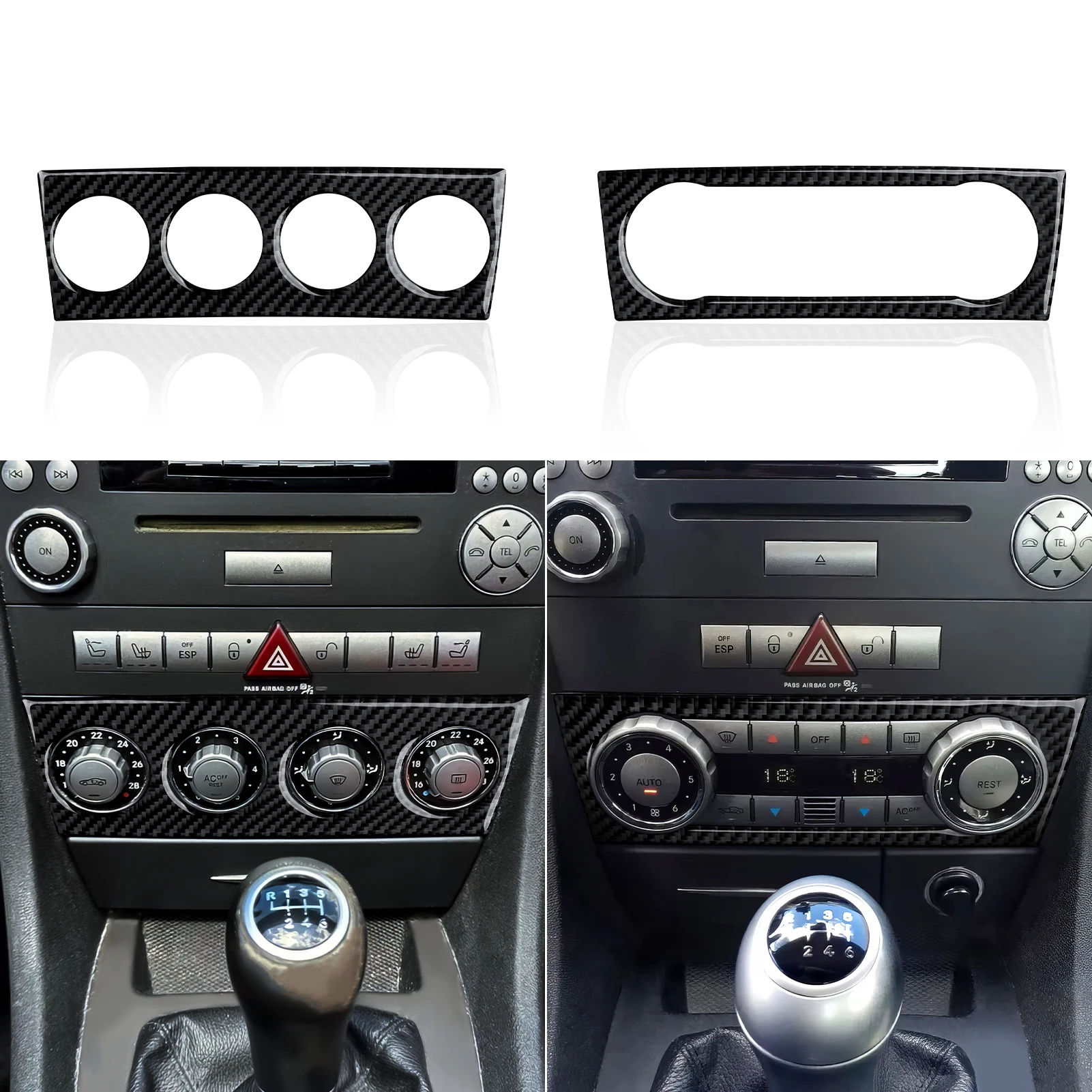 

For Mercedes Benz SLK R171 (2004-2010) Trim Accessories. Carbon Fiber Interior Stickers.Car Center Console Knob Adjust Panel.
