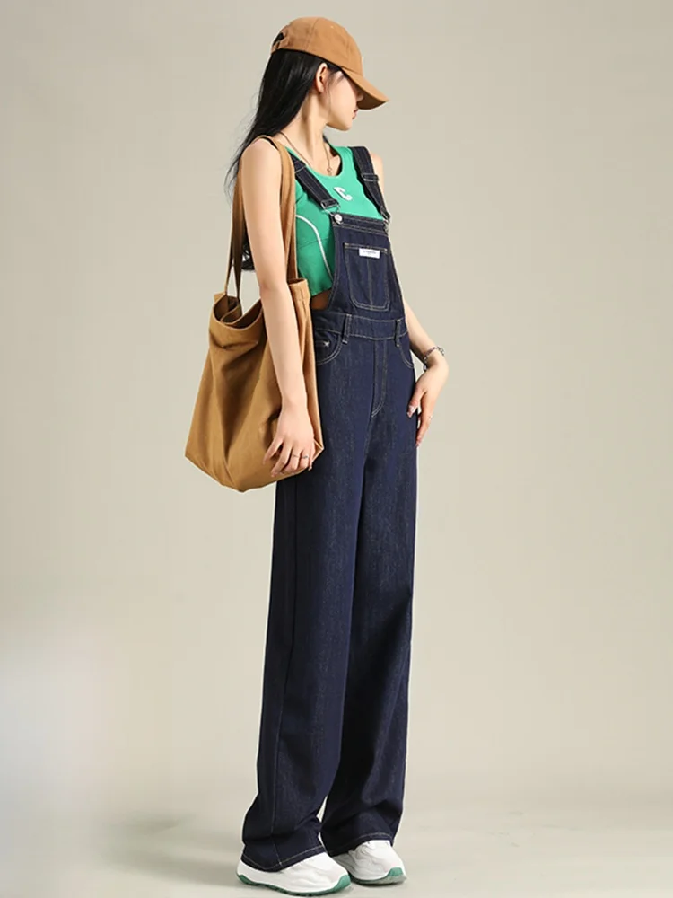 

Женский джинсовый комбинезон с высокой талией, осенний, новый, свободный, с широкими штанинами, удобные брюки из смесового хлопка
