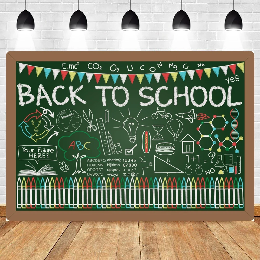 Back To School Photography Backdrop Blackboard Chalk Figure Scene Background Baby Shower Portrait Photographic For Photo Studio