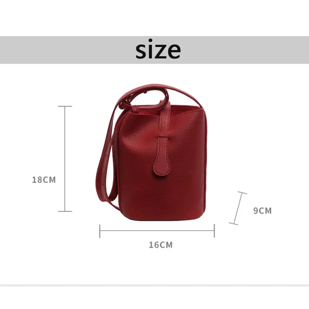 Soft PU Leather Crossbody Bag Elegant Adjustable Shoulder Straps Bucket Bag Lock Buckle Sling Shoulder Bag for Women Girls