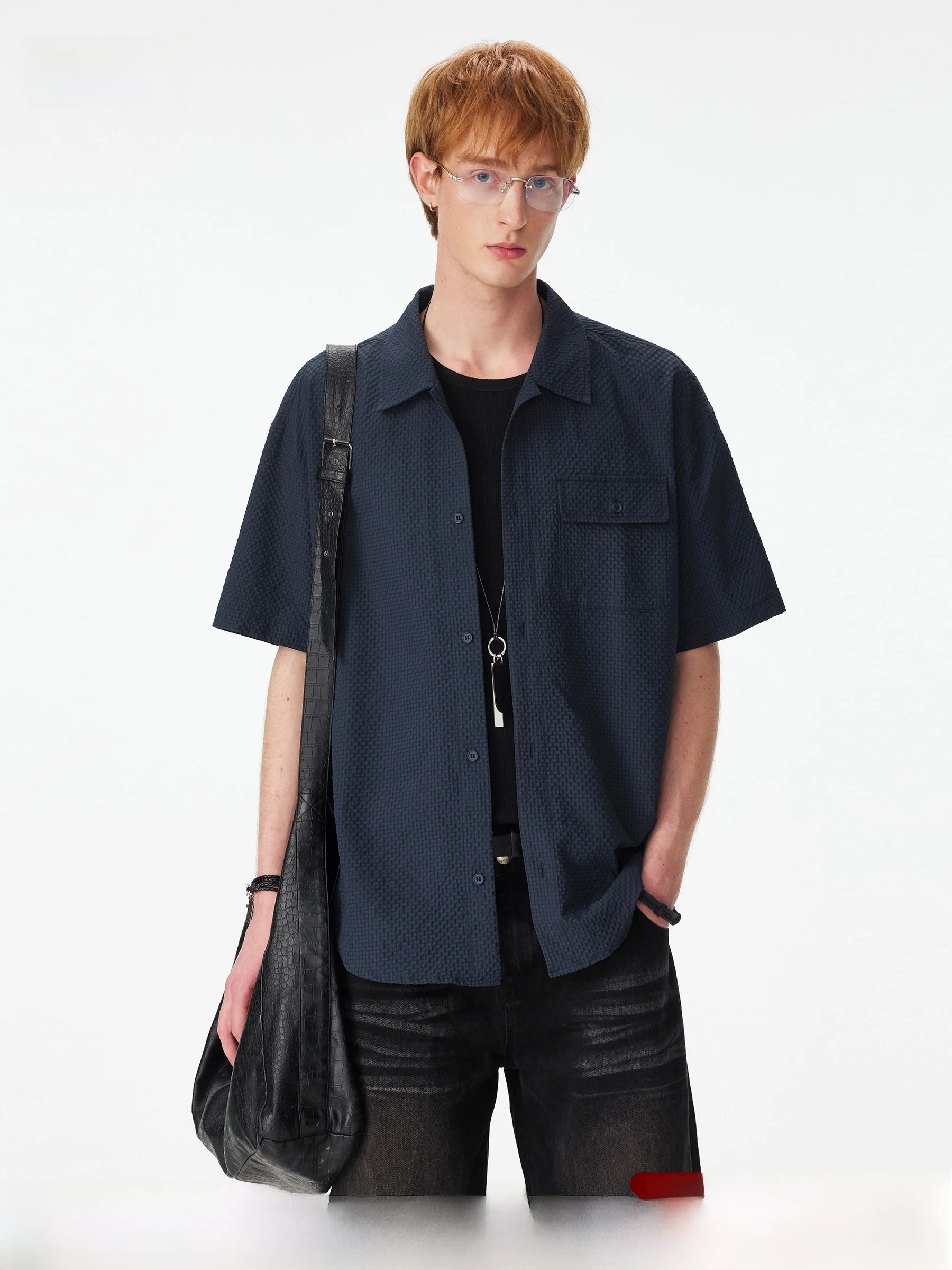 

DPX Bubble Shirt Men's Short Sleeve Casual Shirt Versatile Simple Design Summer New Arrival Polyester Fiber Loose Fit Pocket ...