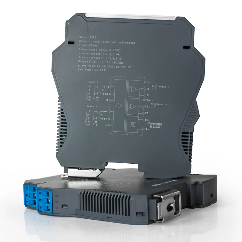 

0-1300℃ K type DIN Temperature Signal Transmitter 2 In 2 Out Temperature Signal Repeater PT100 Temperature Signal Converter