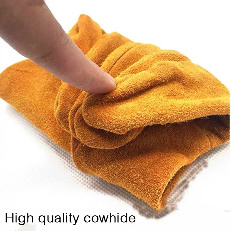 Hilo Men Work Gloves Soft Cowhide Driver Hunting Driving Farm Garden Welding Security Protection Safety Mechanic Glove