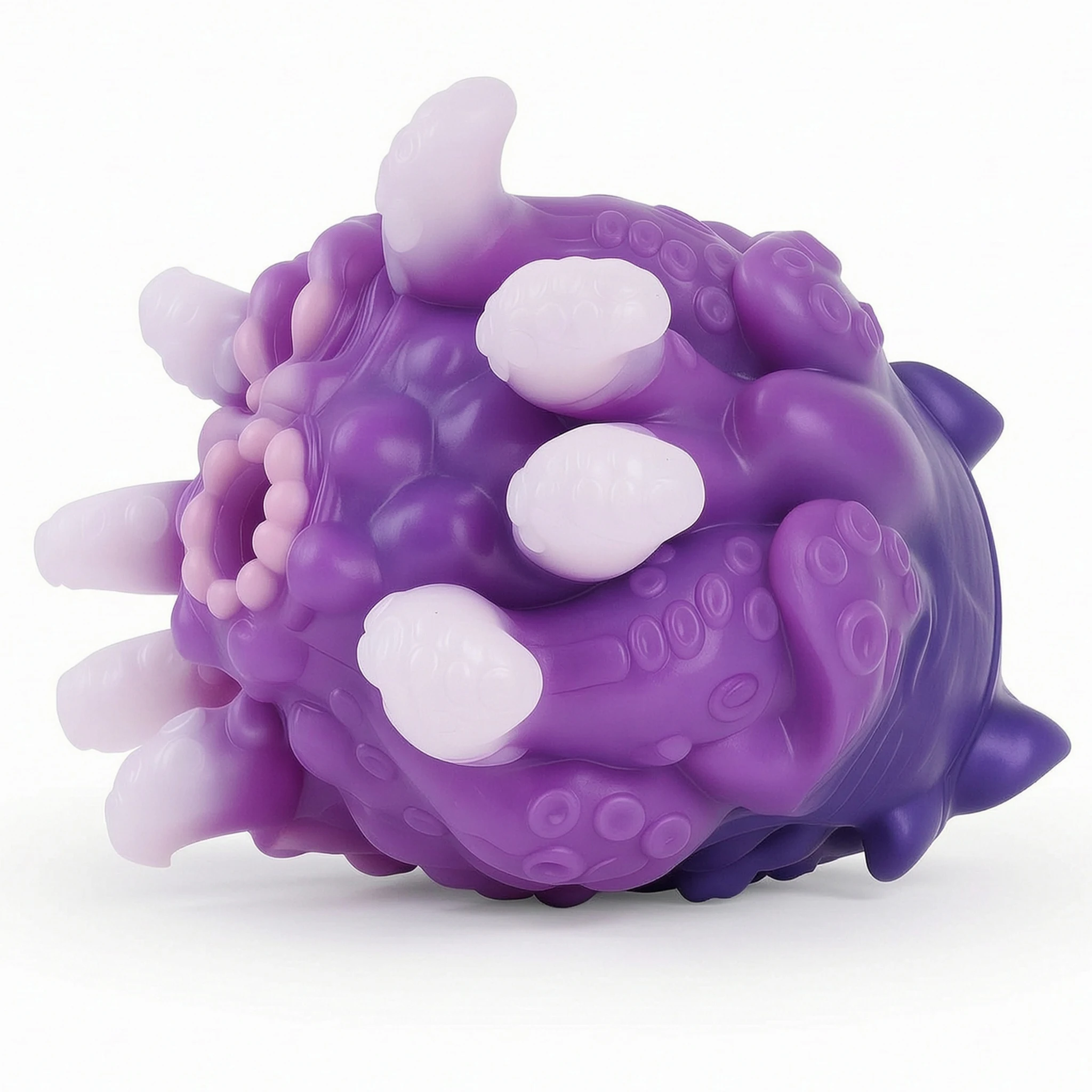 SHAZ Fantasy Octopus Massager Head Masturbator, Single Eye Alien Creature Design, Purple White Gradient Skin-Friendly Silicone