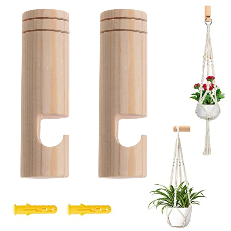 2Pcs Nordic Natural Native Wood Plant Hanger Hanging Pot Hook Flower Holder Lantern Ceiling Hanging Hanger Gardening Supplie