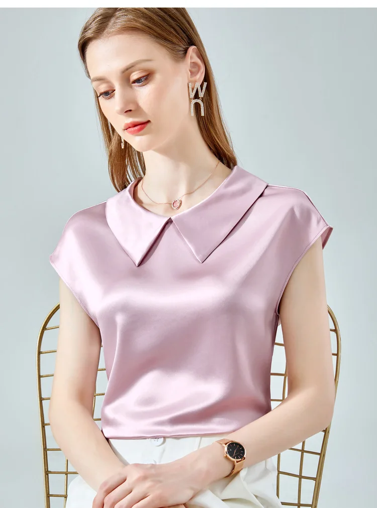 Camisas De Mujer Elegant Ice Silk Shirt Plus Size Artificial Silk Tops Acetate Satin Blouse Doll Collar White Girlish Blouse