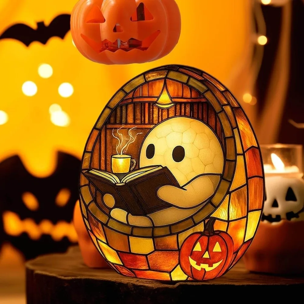 

Handmade Ghost Reading Book Lamp Flickering Light Adorable Ghost Halloween Ghosts Night Light Ghost Decor Resin Night Light
