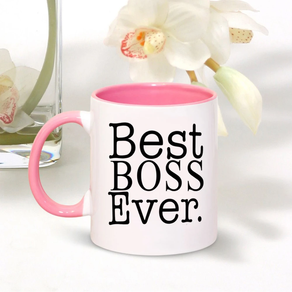 Lady Best Boss Ever Coffee Mug 11oz Pink Black White Color Ceramic Creative Mugs Milk Cup Lady Woman Friends Birthday Gift