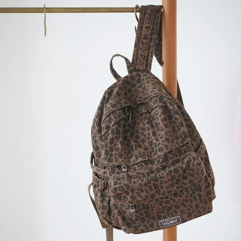 Original Design sexy Leoparden muster Denim Rucksack Europa/USA Mode Temperament große Kapazität Reise rucksack Flut