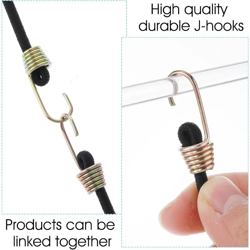 10 قطعة أسود الثقيلة مطاطا بنجي الحبال 25 سنتيمتر الأمتعة التعبئة مع حلقة تسلق الأمتعة الحبل الحبال التخييم اكسسوارات