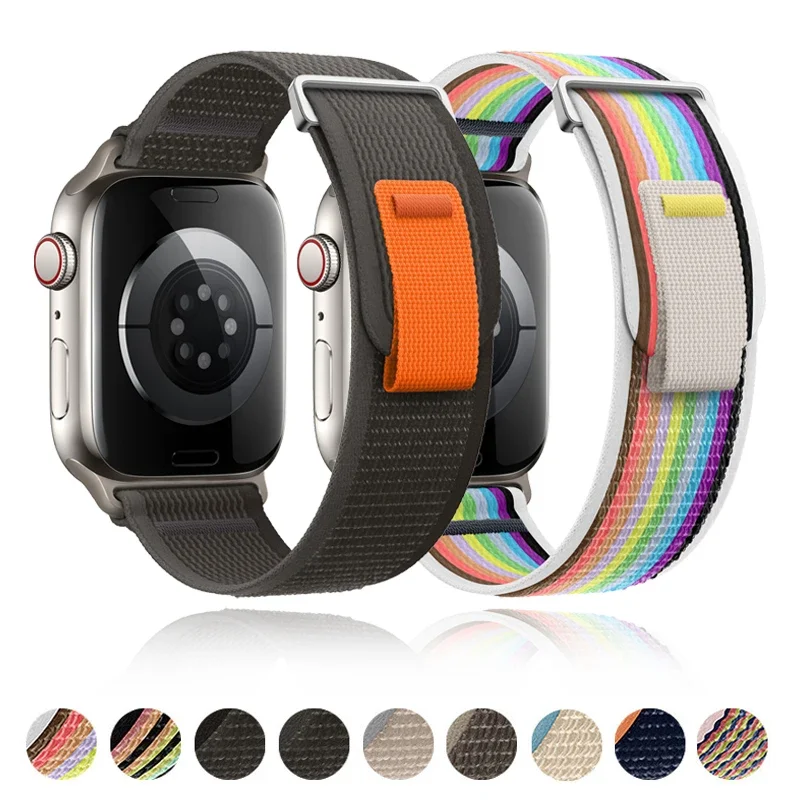 Correa Trail Loop para Apple Watch, pulsera de nailon para iwatch Series 10, 9, 8, 7, 6, SE, Ultra 49mm, 44mm, 40mm, 45mm, 41mm, 42mm, 46mm