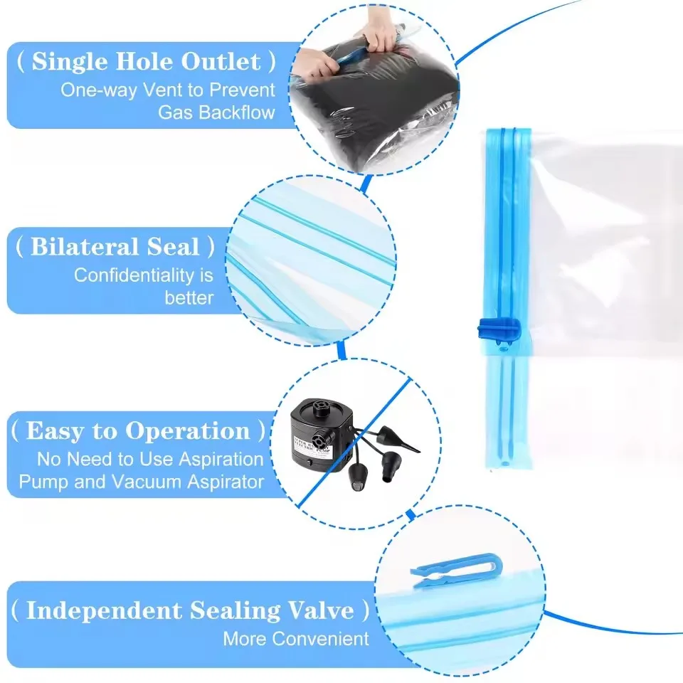 10 عبوات من أكياس الضغط، أساسيات السفر، أكياس توفير المساحة، أكياس تخزين مفرغة محكمة الغلق، منظمات الملابس #6