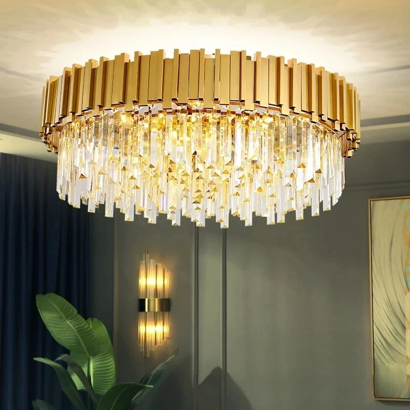 

Luxury Crystal Chandelier Modern LED Ceiling Chandelier Lights for Living Dining Room Bedroom Indoor Rotundity Gold Hanging Lamp