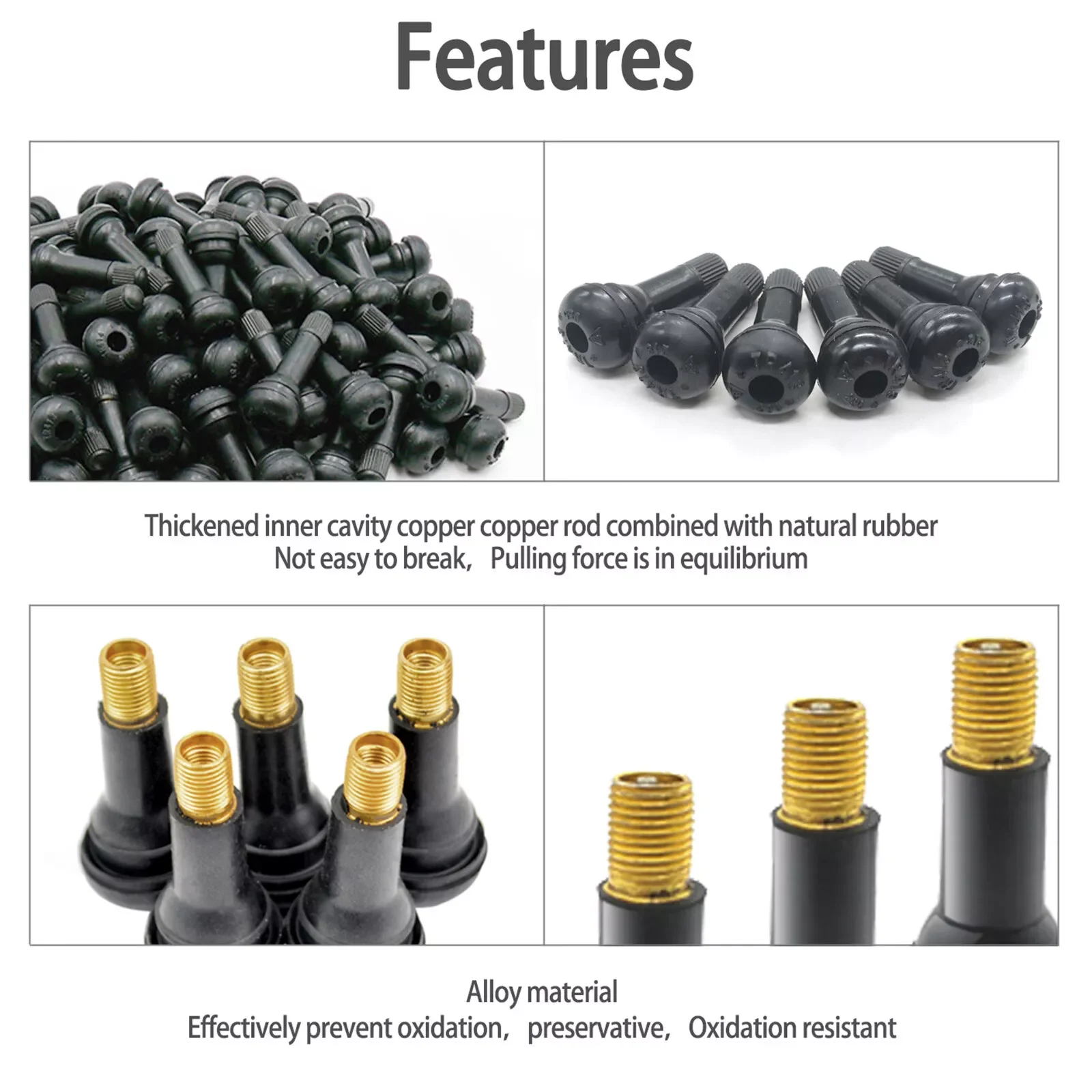 1/10pcs TR413 Snap In Type Rubber Valve Tool Set Rubber Car Tubeless Tyre Valve Stems With Dust Caps Black Car Accessories