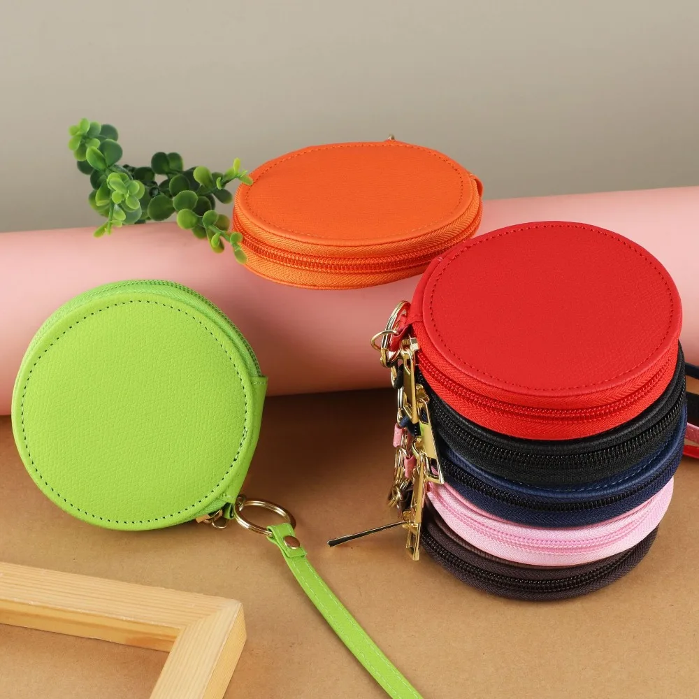 PU Leather PU Leather Coin Purse Bag Pendant Keychain Korean Style Round Wallet Small Storage Bag Earphone Bag Small Storage Bag
