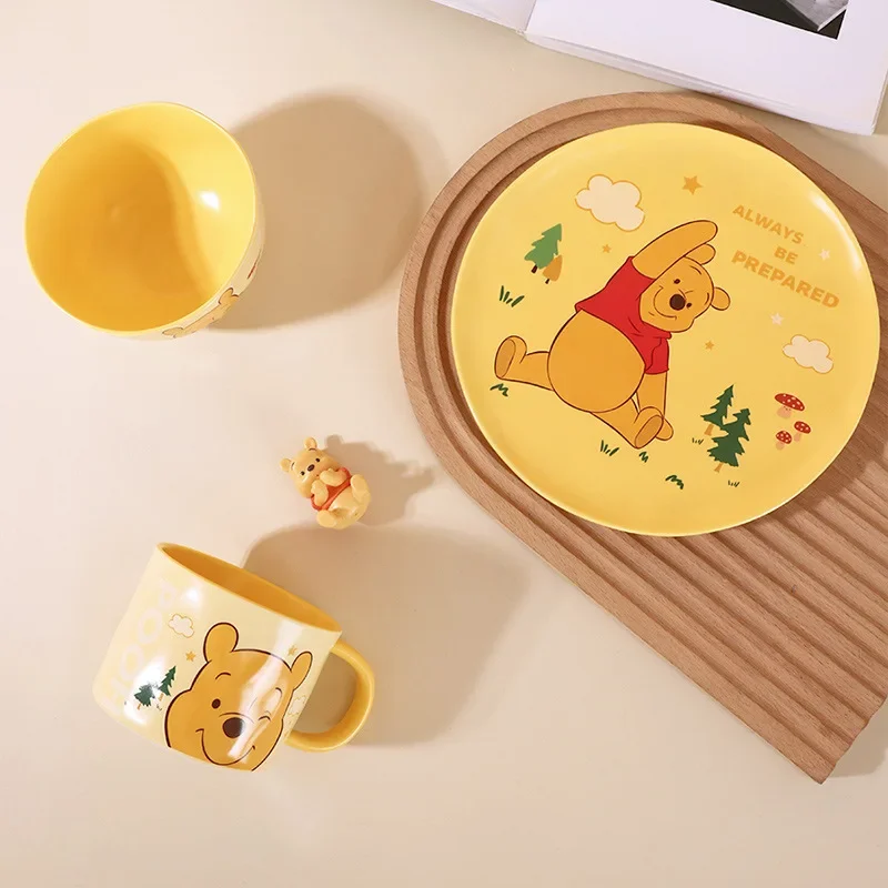 Disney Cartoon Fun Strawberry Bear One-person Ceramic Cartoon Tableware Set Color Box with Bowls and Plate Souvenirs