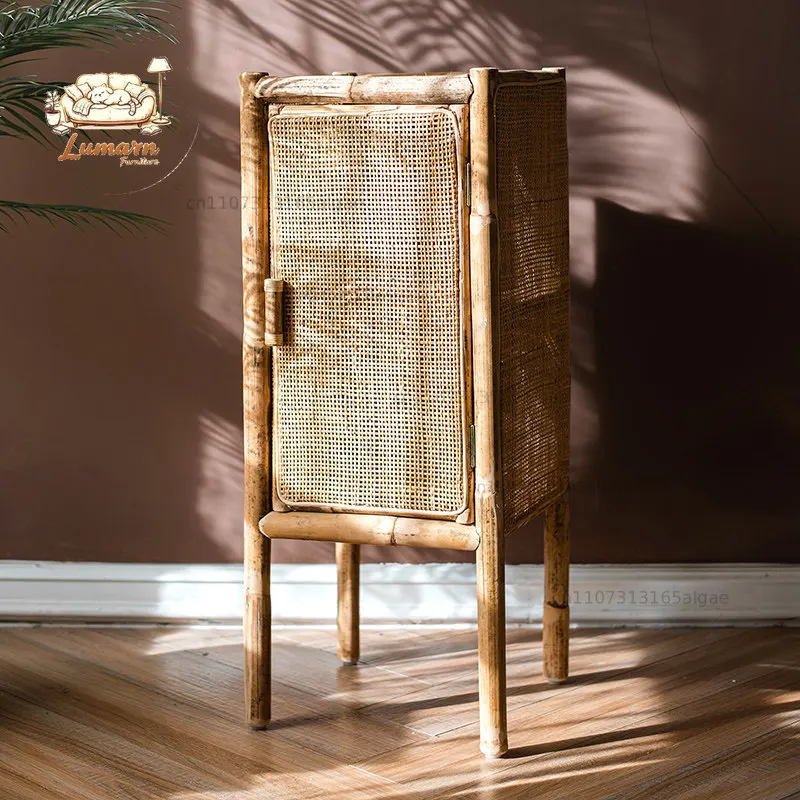 South East Asia Natural rattan medieval cabinets Japanese-style wabi side cabinets Storage bedside tables Storage retro art