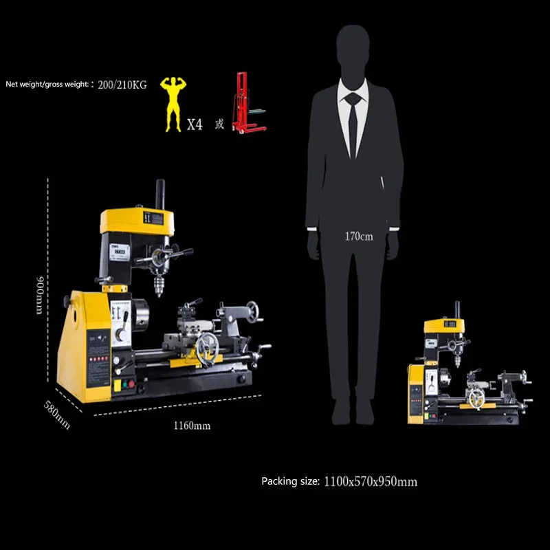 Voltage Mini 3 In 1 Multi Purpose Combination Lathe Machine for Lab Workshop Small Metal Processing