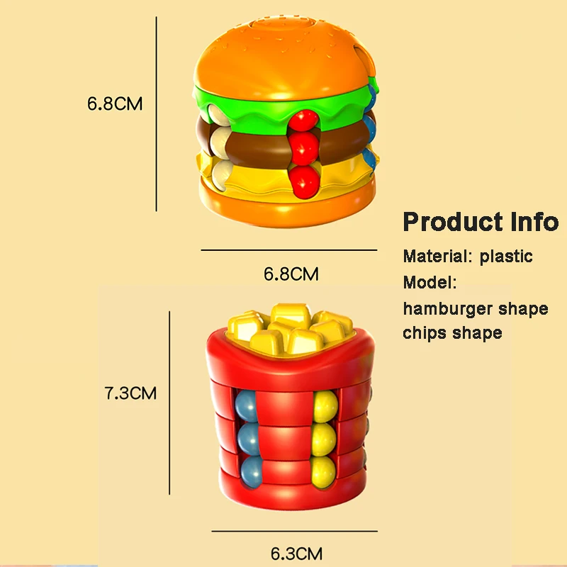 Kids Magic Cube Rotating Bean Hamburger Cube Fingertip Fidget Stress Relief Puzzle Game Toys for Children Adults Christmas Gift