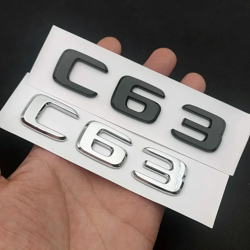 

Car Trunk Sticker 3D ABS Chrome Silver Black Letters C63 V8 BITURBO Emblem Badge Logo Sticker For Mercedes C63 AMG W204 W205