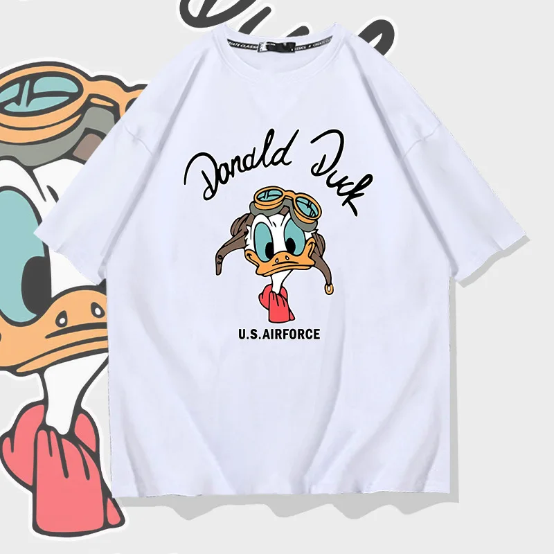 Donal Bebek Kaus Lengan Pendek Disney Uniseks Atasan Fashion Longgar