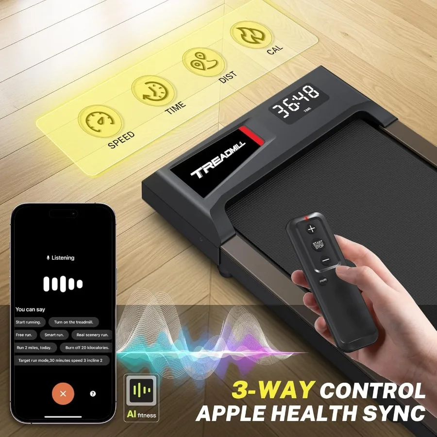 جهاز مشي مع 10 انحدار مائلة وسعة 265 رطل 2.5 حصان قائم هادئ تحت المكتب والمشي والركض والجري