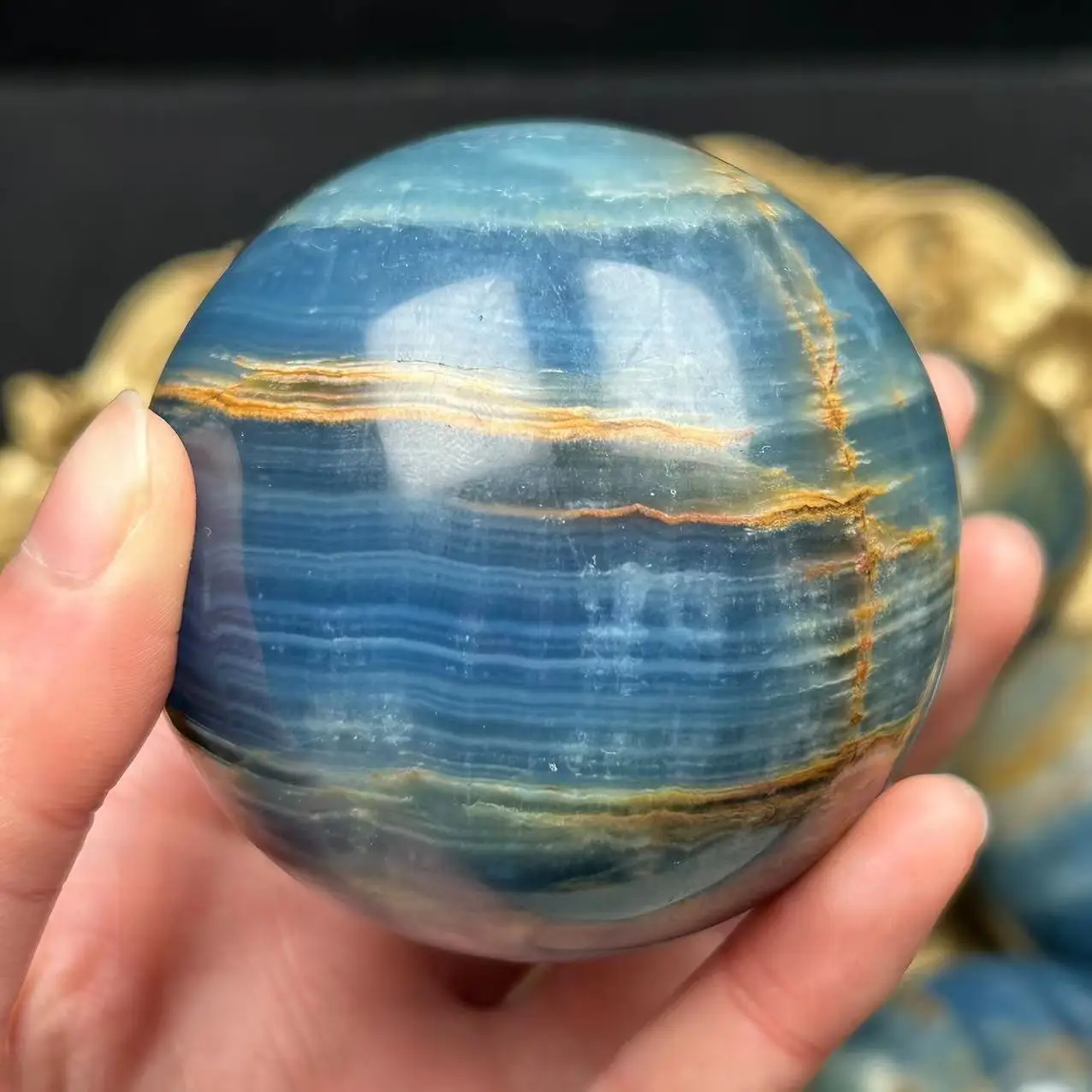 High Quality Natural Crystal Sphere Ball Semi-Precious Stone Blue Onyx For Fenghshui Home Decoration