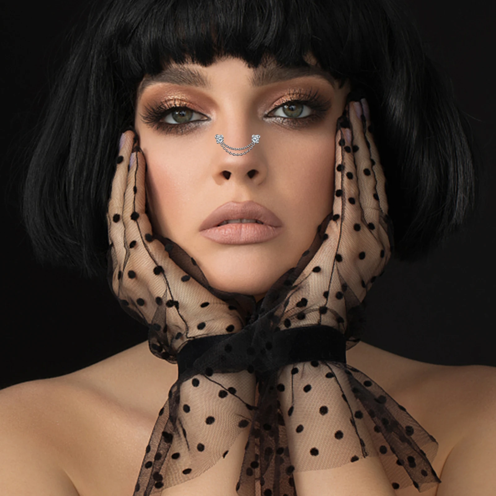 

1 set Set Chain Across Chains Piercing Jewelry Nose Ring Chain Women Nose Piercing Jewelry Bulk Body Accessories